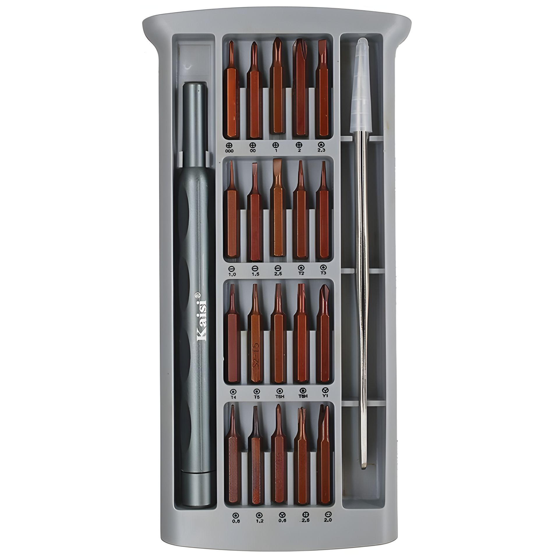 Набір інструментів Kaisi K-3022B з високоміцної сталі S2 (ручка, 20 біт, пінцет) Набір інструментів Kaisi K-3022B з високоміцної сталі S2 (ручка, 20 біт, пінцет)