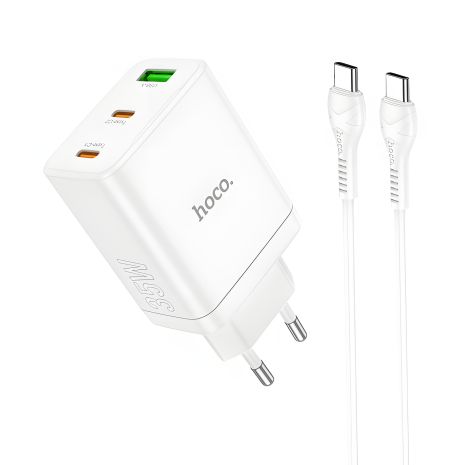 Hoco N33 белое 35W PD зарядное устройство + Type-C to Type-C кабель Hoco N33 белое 35W PD зарядное устройство + Type-C to Type-C кабель