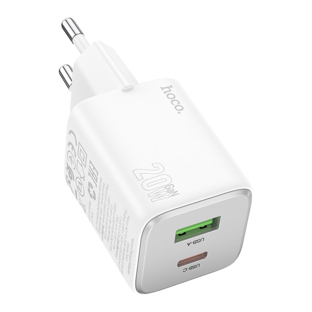 Мережевий зарядний пристрій Hoco N41, 20W, 3А, USB, Type-C, PD, QC, white Мережевий зарядний пристрій Hoco N41, 20W, 3А, USB, Type-C, PD, QC, white