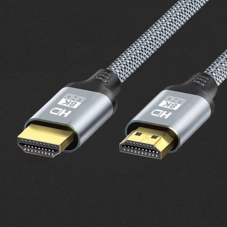 Кабель HDMI 2.1 4K 144Hz HDR (2K 240Hz, 8K 60Hz) 48Gbps, eARC, 0.5M(50cm) нейлон, Grey Кабель HDMI 2.1 4K 144Hz HDR (2K 240Hz, 8K 60Hz) 48Gbps, eARC, 0.5M(50cm) нейлон, Grey