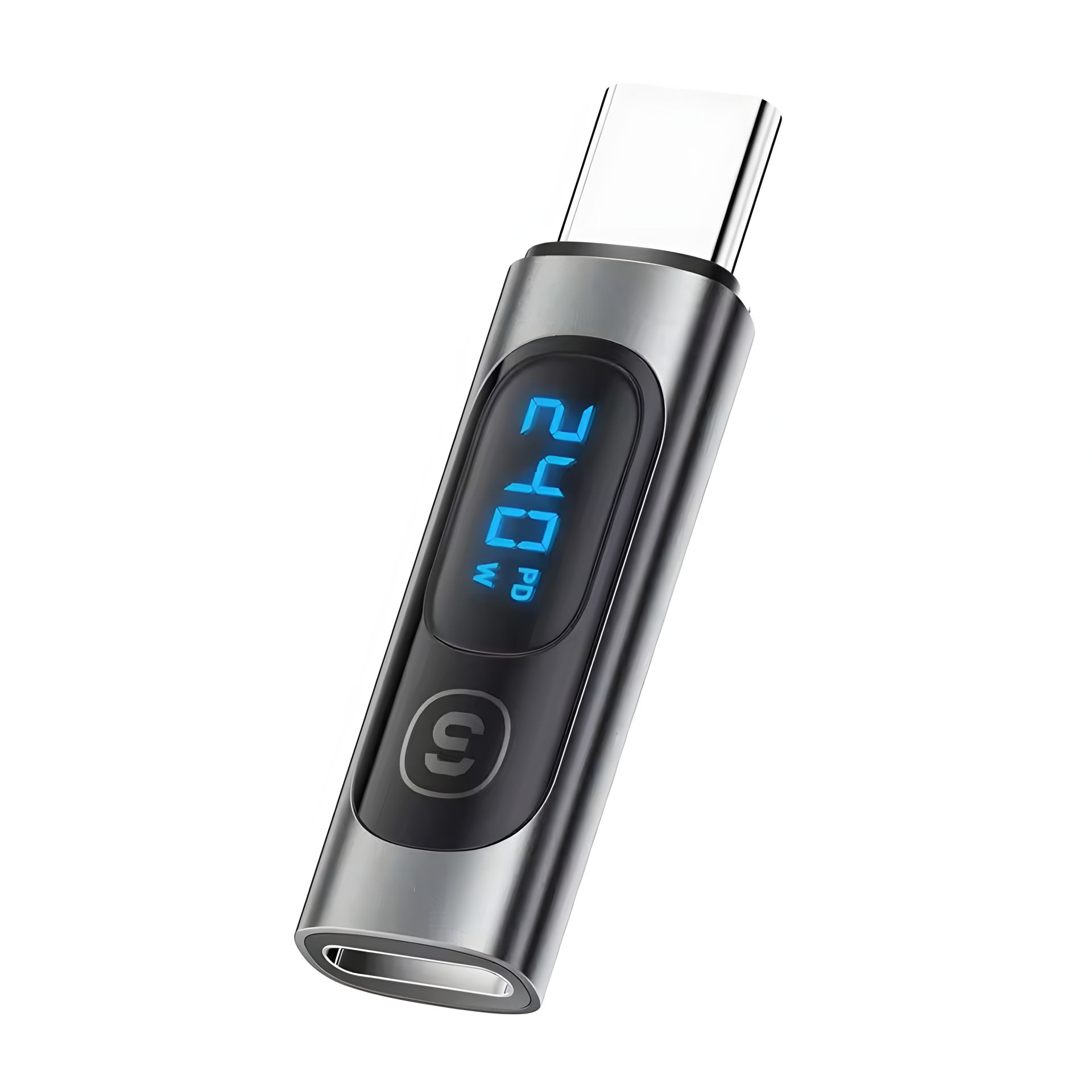 Адаптер Essager ES-OTG16 Type-C з дисплеєм для вимірювання потужності зарядки до 240W Grey Адаптер Essager ES-OTG16 Type-C з дисплеєм для вимірювання потужності зарядки до 240W Grey