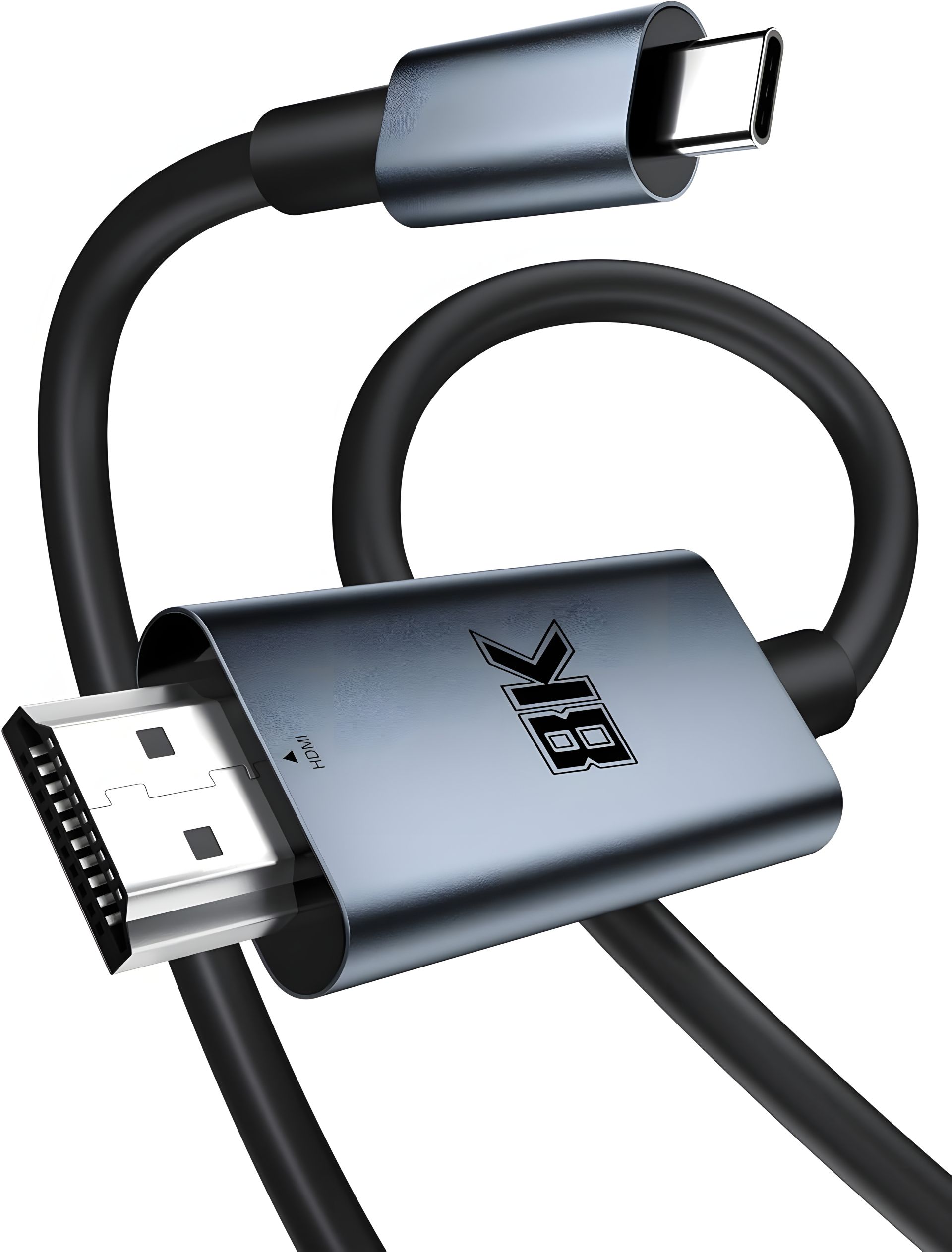 Type-C to HDMI Adapter 4K 144Hz HDR (2K 240Hz, 8K 60Hz) v2.1 48Gbps, 2m, Metal/PVC Black-Grey (TH001-MPV20KG-860) Type-C to HDMI Adapter 4K 144Hz HDR (2K 240Hz, 8K 60Hz) v2.1 48Gbps, 2m, Metal/PVC Black-Grey (TH001-MPV20KG-860)