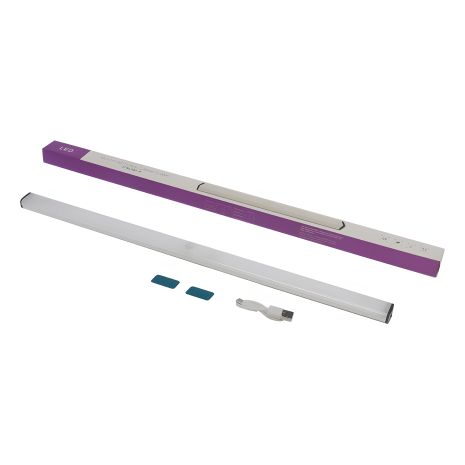 Світильник LED 50-6 з датчиком руху, акумулятором, алюміній, 50 см, 6W Silver