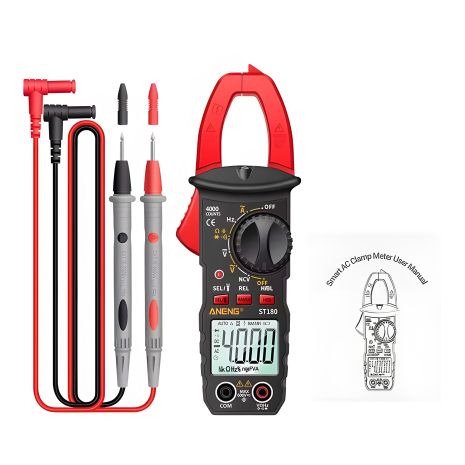 Клещевой мультиметр Aneng ST180, токоизмеритель AC/DC, black-red