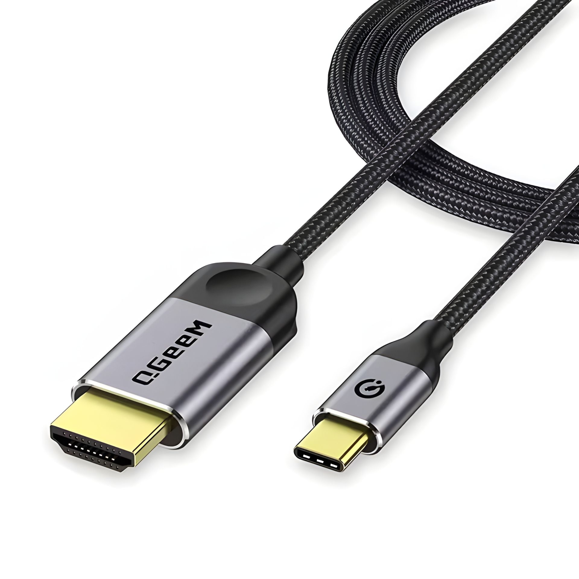 HDMI-адаптер QGeeM Type-C to HDMI 4K 30Hz 1.2m, металлический, серый HDMI-адаптер QGeeM Type-C to HDMI 4K 30Hz 1.2m, металлический, серый