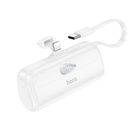 Повербанк Hoco J116 Pro Pocket iP з цифровим LED дисплеєм та кабелем Type C 5000mAh Білий