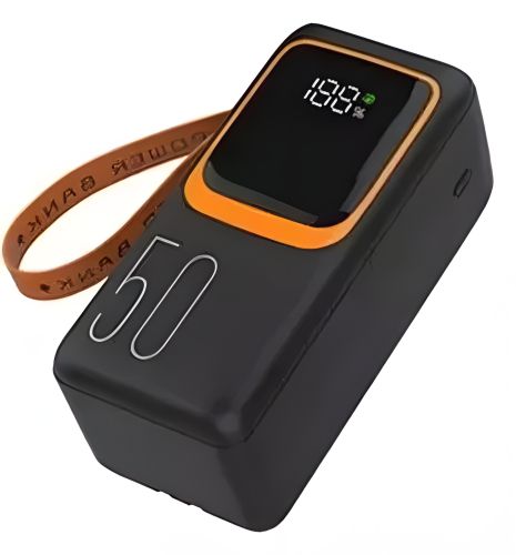 Повербанк DENMEN DP32, 50000mAh, 4.5A, 22,5W + ЛАМПА, BLACK