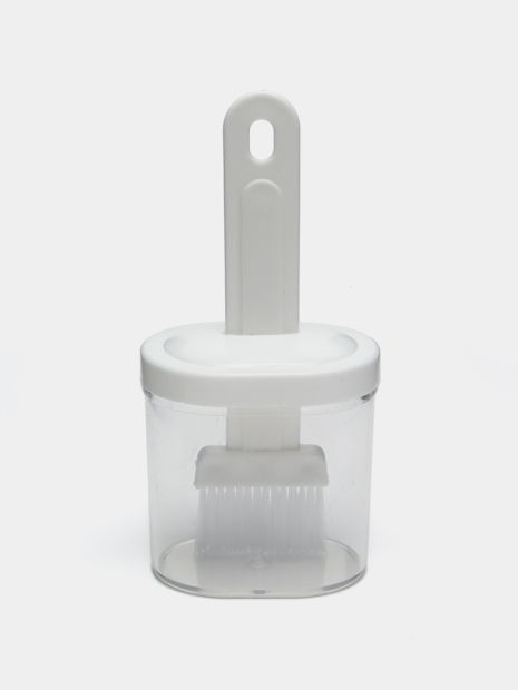 Ємність з пензликом для олії або рідин, пластик, прозорий, білий