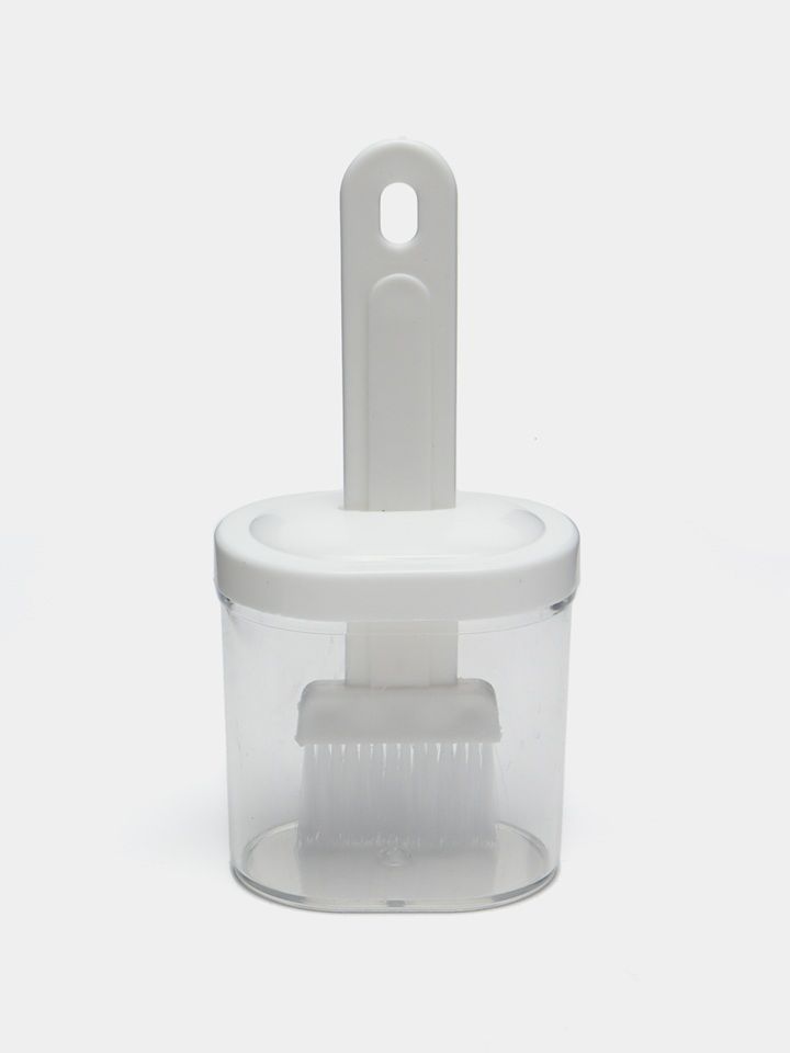 Емкость с кисточкой для растительного масла или жидкостей, пластик, прозрачній, белый Емкость с кисточкой для растительного масла или жидкостей, пластик, прозрачній, белый