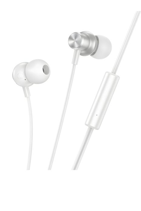 Hoco M110 Вакуумні Дротові Навушники з Мікрофоном, 3.5 мм, 1.2м, Сріблясті Hoco M110 Вакуумні Дротові Навушники з Мікрофоном, 3.5 мм, 1.2м, Сріблясті
