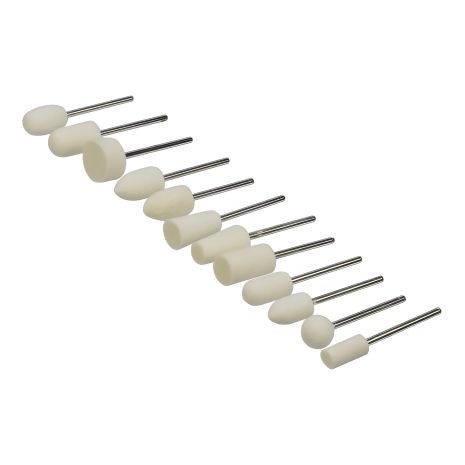 Набір бормашинних насадок (12 шт), повстяні шарошки, хвостовик d=2мм Набір бормашинних насадок (12 шт), повстяні шарошки, хвостовик d=2мм