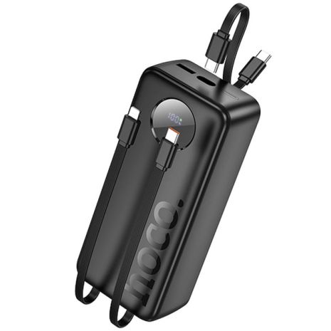 Повербанк HOCO J132B Sabio fully compatible with 3 cables 30000mAh, 1USB, 1Type-C, 22.5W, 3A, PD, QC, black