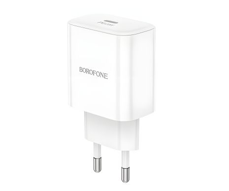Зарядное Устройство Borofone BA81A 1USB-C PD/QC 20W Белое Зарядное Устройство Borofone BA81A 1USB-C PD/QC 20W Белое
