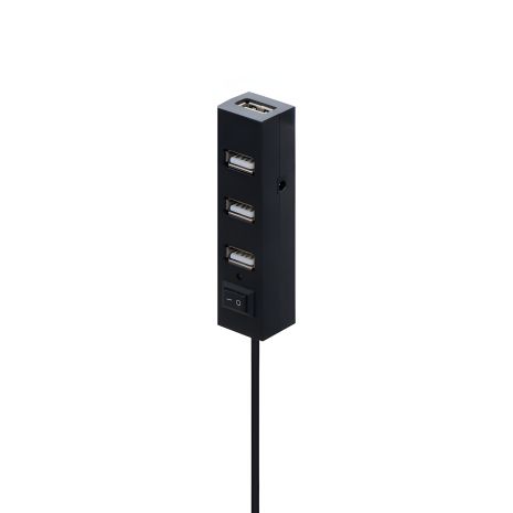 USB-Хаб RS021 4USB 2.0 з кнопкою, 0.6м, 480 Mbps, Black USB-Хаб RS021 4USB 2.0 з кнопкою, 0.6м, 480 Mbps, Black
