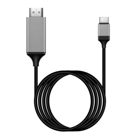 Кабель-адаптер Type-C to HDMI 4K 30Hz, 2K 75Hz 1.8m, металл, ПВХ, Black-Grey (TH001-MPV18KG-430) Кабель-адаптер Type-C to HDMI 4K 30Hz, 2K 75Hz 1.8m, металл, ПВХ, Black-Grey (TH001-MPV18KG-430)