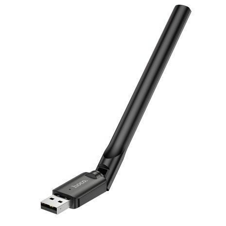 Wi-Fi адаптер Hoco HI32 USB 150Mbps з антеною, чорний Wi-Fi адаптер Hoco HI32 USB 150Mbps з антеною, чорний