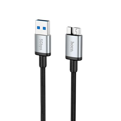 Мультимедийный кабель Hoco US10 USB к Micro USB3.0 5Gbit/s 0.5m черный