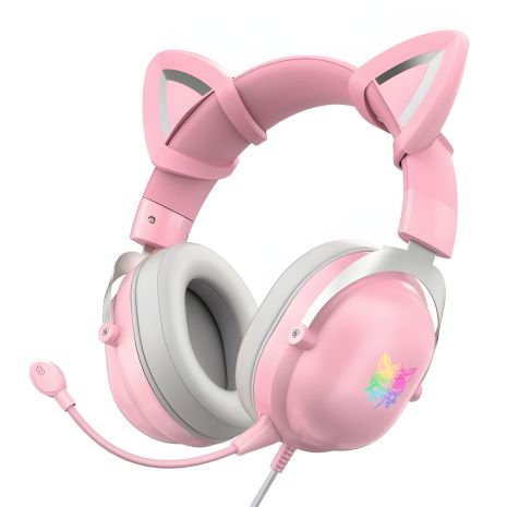 ONIKUMA X11 Gaming CAT LED Pink Наушники