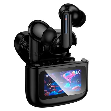 Bluetooth навушники TWS HOCO EQ14, з сенсорним екраном, BT5.4, 40mAh, 500mAh, 7h, чорний