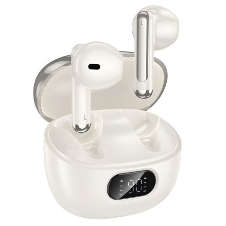 Навушники бездротові HOCO EQ18 Field ANC+ENC cancelling noise wireless true BT headset, BT5.4, 35mAh, 300mAh, 5-6h, Milky white Навушники бездротові HOCO EQ18 Field ANC+ENC cancelling noise wireless true BT headset, BT5.4, 35mAh, 300mAh, 5-6h, Milky white