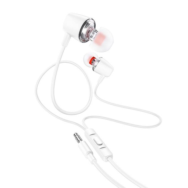 Наушники HOCO M107 Discoverer universal earphones with mic white Наушники HOCO M107 Discoverer universal earphones with mic white
