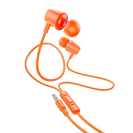 Навушники дротові HOCO M107 Discoverer universal earphones with mic, 3.5mm, 1.2m, orange
