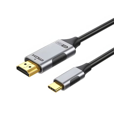 Кабель Type-C - HDMI, 4k@60Hz, 3m, PVC (ПВХ), метал, (адаптер/перехідник), black-grey TH0012-MPV3-460KG Кабель Type-C - HDMI, 4k@60Hz, 3m, PVC (ПВХ), метал, (адаптер/перехідник), black-grey TH0012-MPV3-460KG