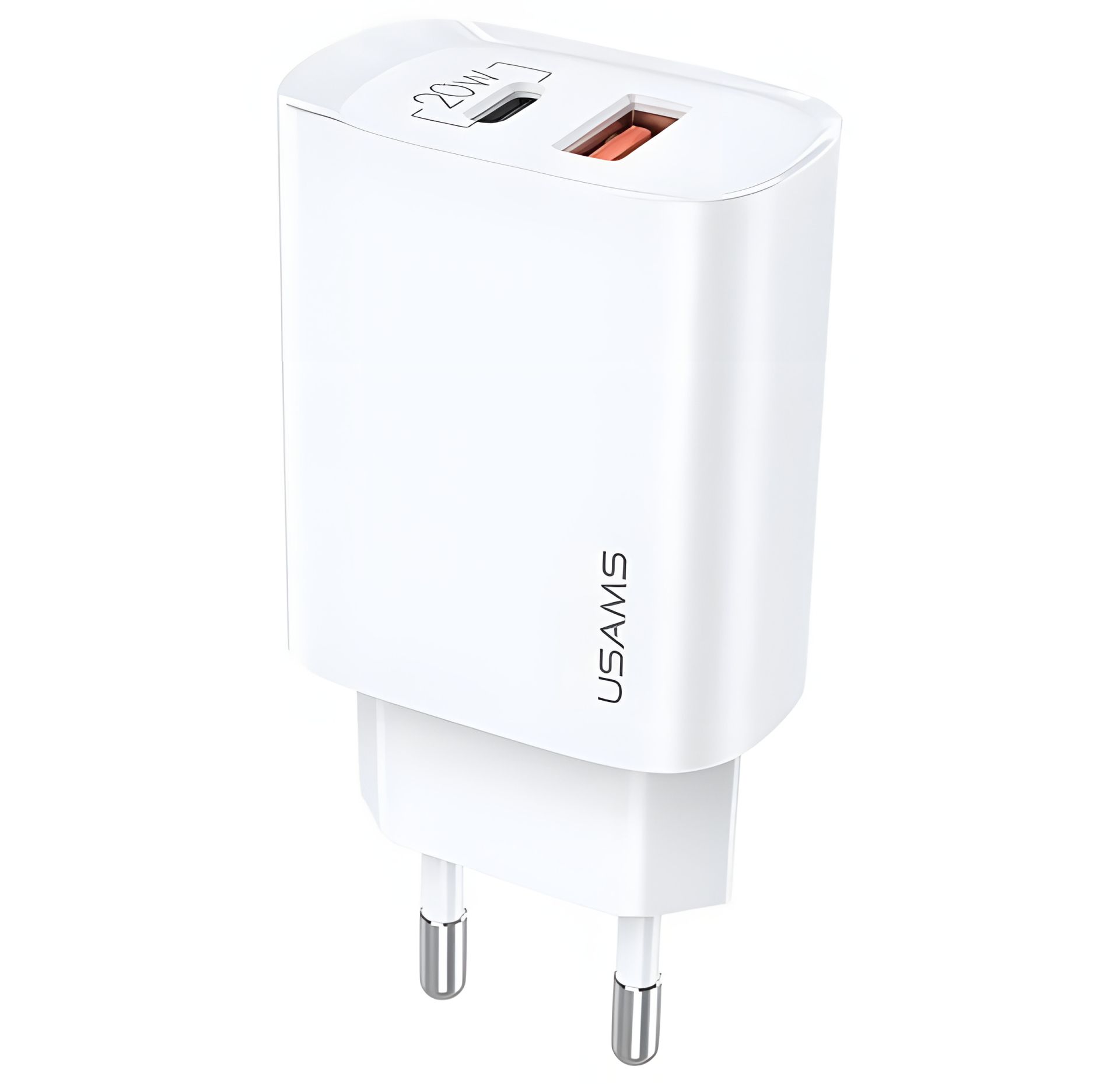 USAMS T35 Fast Charger US-CC121: адаптер мережевий, 1USB, 1Type-C, 20W, PD3.0, QC, білий USAMS T35 Fast Charger US-CC121: адаптер мережевий, 1USB, 1Type-C, 20W, PD3.0, QC, білий