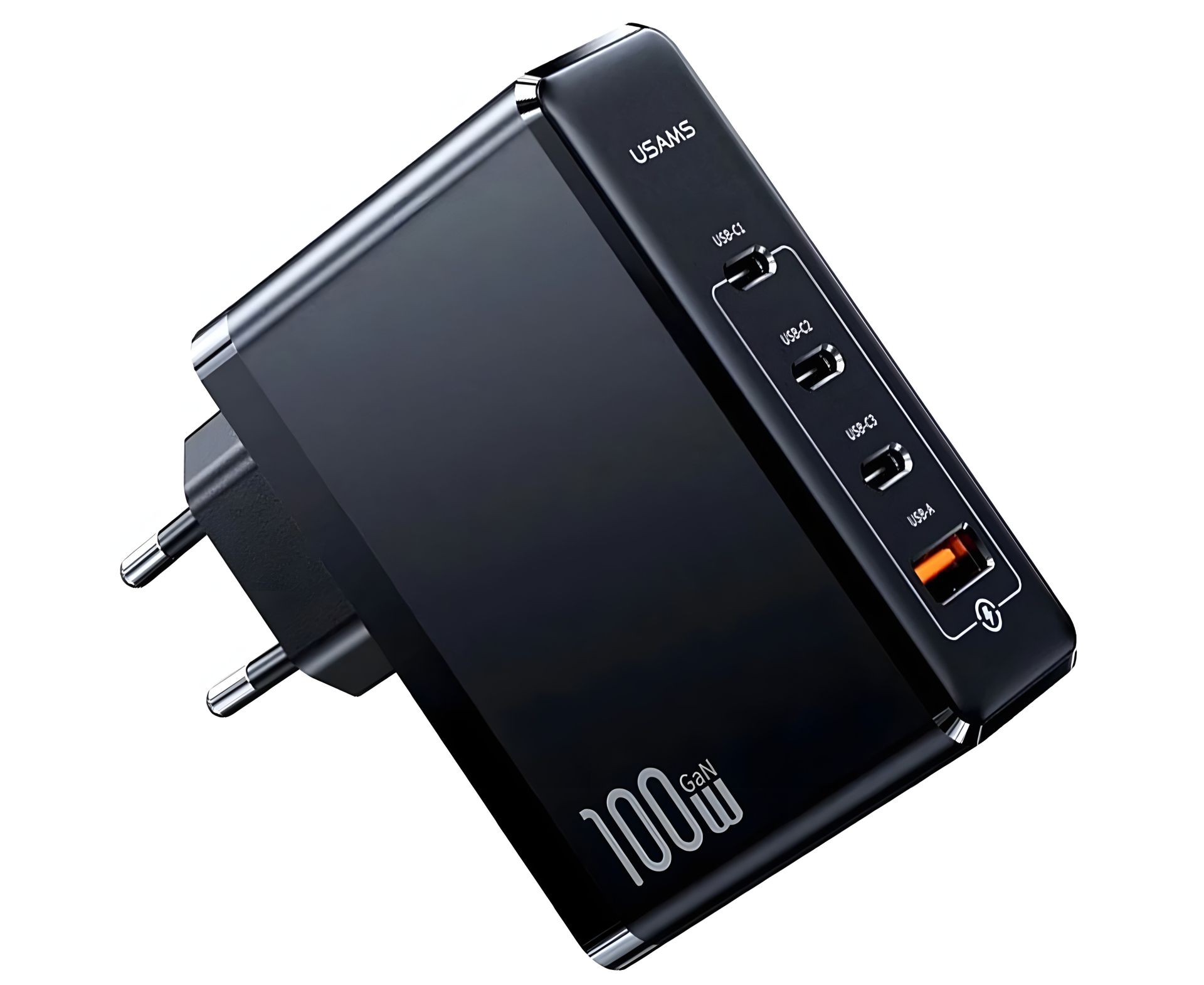 Быстрое зарядное устройство USAMS T50 100W 4 порта GaN US-CC163 |1USB/3Type-C, 100W/5A, PD/Q| черный Быстрое зарядное устройство USAMS T50 100W 4 порта GaN US-CC163 |1USB/3Type-C, 100W/5A, PD/Q| черный