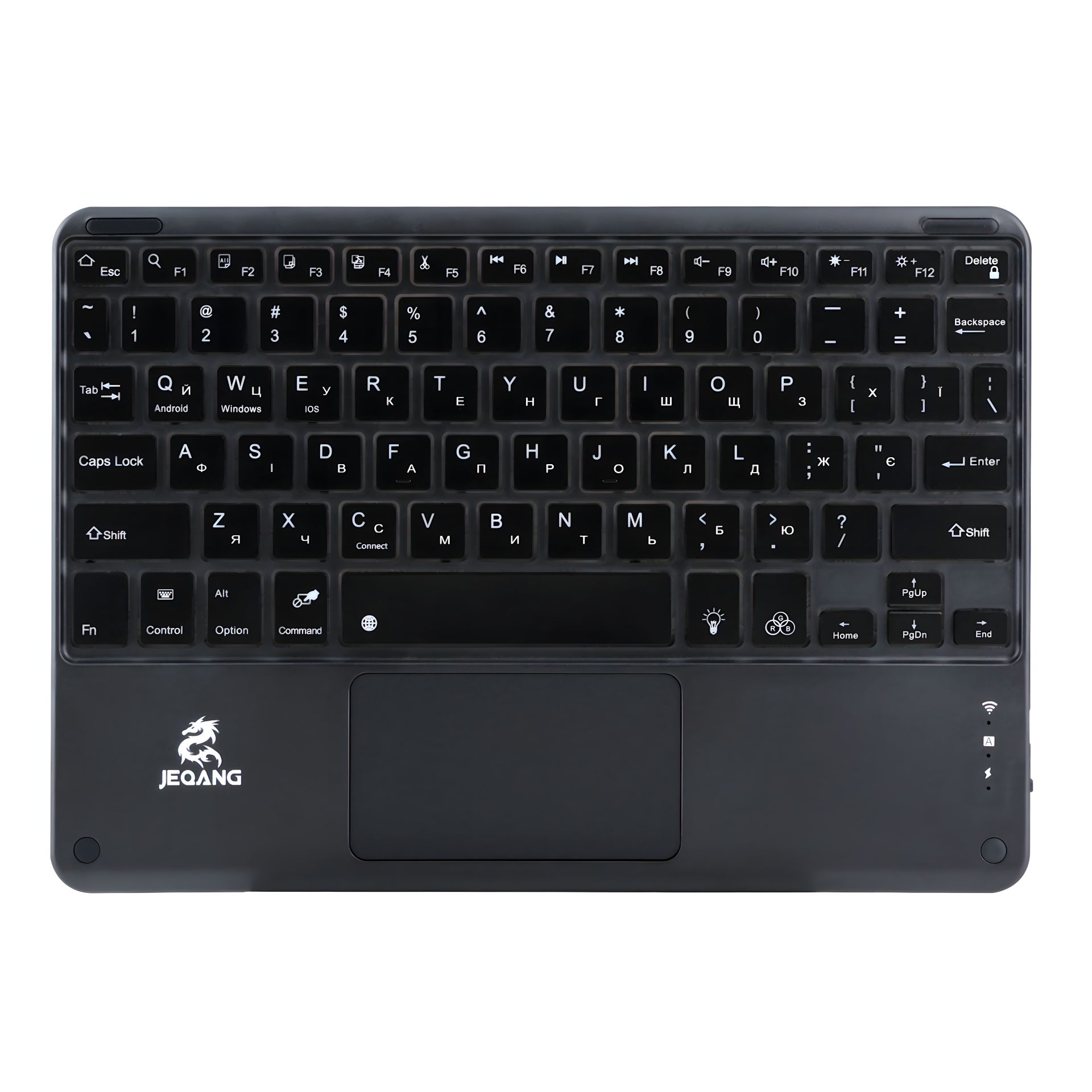 JEQANG JB-380 беспроводная клавиатура с Bluetooth, зарядкой и подсветкой, черная JEQANG JB-380 беспроводная клавиатура с Bluetooth, зарядкой и подсветкой, черная