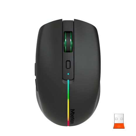 Бездротова миша MEETION 2.4G+Bluetooth Dual Mode gaming mouse BTM002, 1000-1200-1600dpi, 6keys, Type-C Charging, RGB, black Бездротова миша MEETION 2.4G+Bluetooth Dual Mode gaming mouse BTM002, 1000-1200-1600dpi, 6keys, Type-C Charging, RGB, black