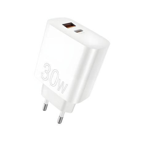 WUW-C208 PD USB-C + USB QC3.0 18W зарядное устройство 30W white WUW-C208 PD USB-C + USB QC3.0 18W зарядное устройство 30W white