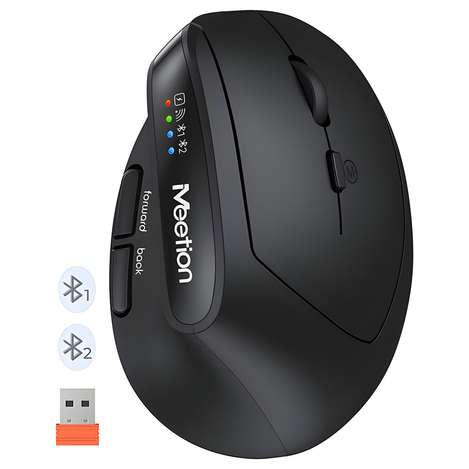 Бездротова миша MEETION 2.4G Bluetooth Office Vertical Mouse BTM008, 57°, 800-1200-1600-2400dpi, 500mAh, 400h Type-C Charging, black Бездротова миша MEETION 2.4G Bluetooth Office Vertical Mouse BTM008, 57°, 800-1200-1600-2400dpi, 500mAh, 400h Type-C Charging, black