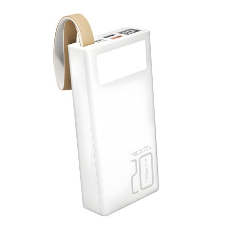 Повербанк Phoenix20+ от Ridea RP-D20L+ с цифровым дисплеем и лампой, PD/QC 3.0 20W 20000 мАч белый