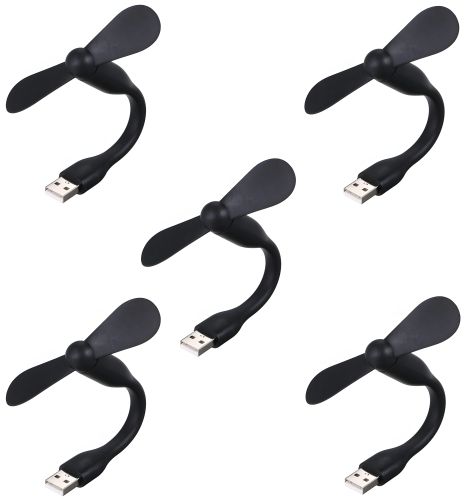 Комплект из 5 черных мобильных вентиляторов USB, для повербанка и ноутбука Комплект из 5 черных мобильных вентиляторов USB, для повербанка и ноутбука