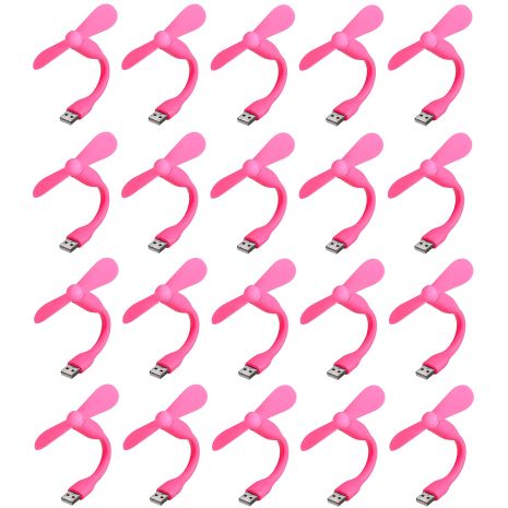 Комплект из 20 розовых мобильных вентиляторов USB, для повербанка и ноутбука