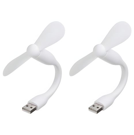 Комплект из 2 белых мобильных вентиляторов USB, для повербанка и ноутбука Комплект из 2 белых мобильных вентиляторов USB, для повербанка и ноутбука