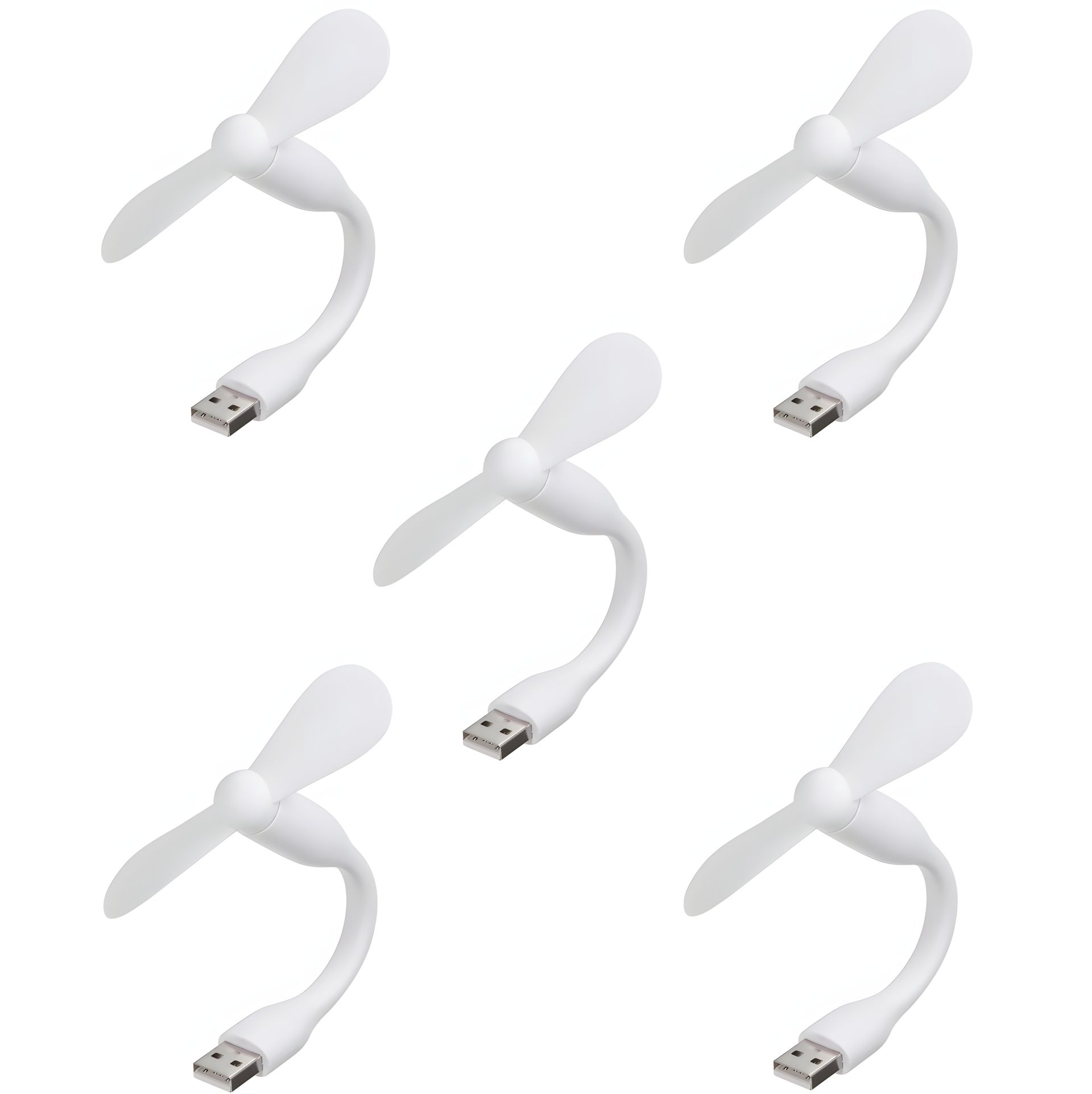 Білий мобільний вентилятор USB, від повербанку, ноутбука, комплект 5шт Білий мобільний вентилятор USB, від повербанку, ноутбука, комплект 5шт