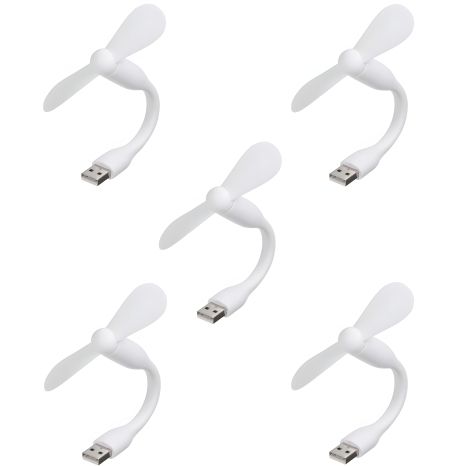 Комплект из 5 белых мобильных вентиляторов USB, для повербанка и ноутбука Комплект из 5 белых мобильных вентиляторов USB, для повербанка и ноутбука