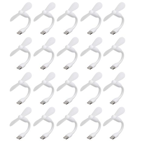 USB вентилятор білий мобільний, від повербанку, ноутбука, комплект 20шт