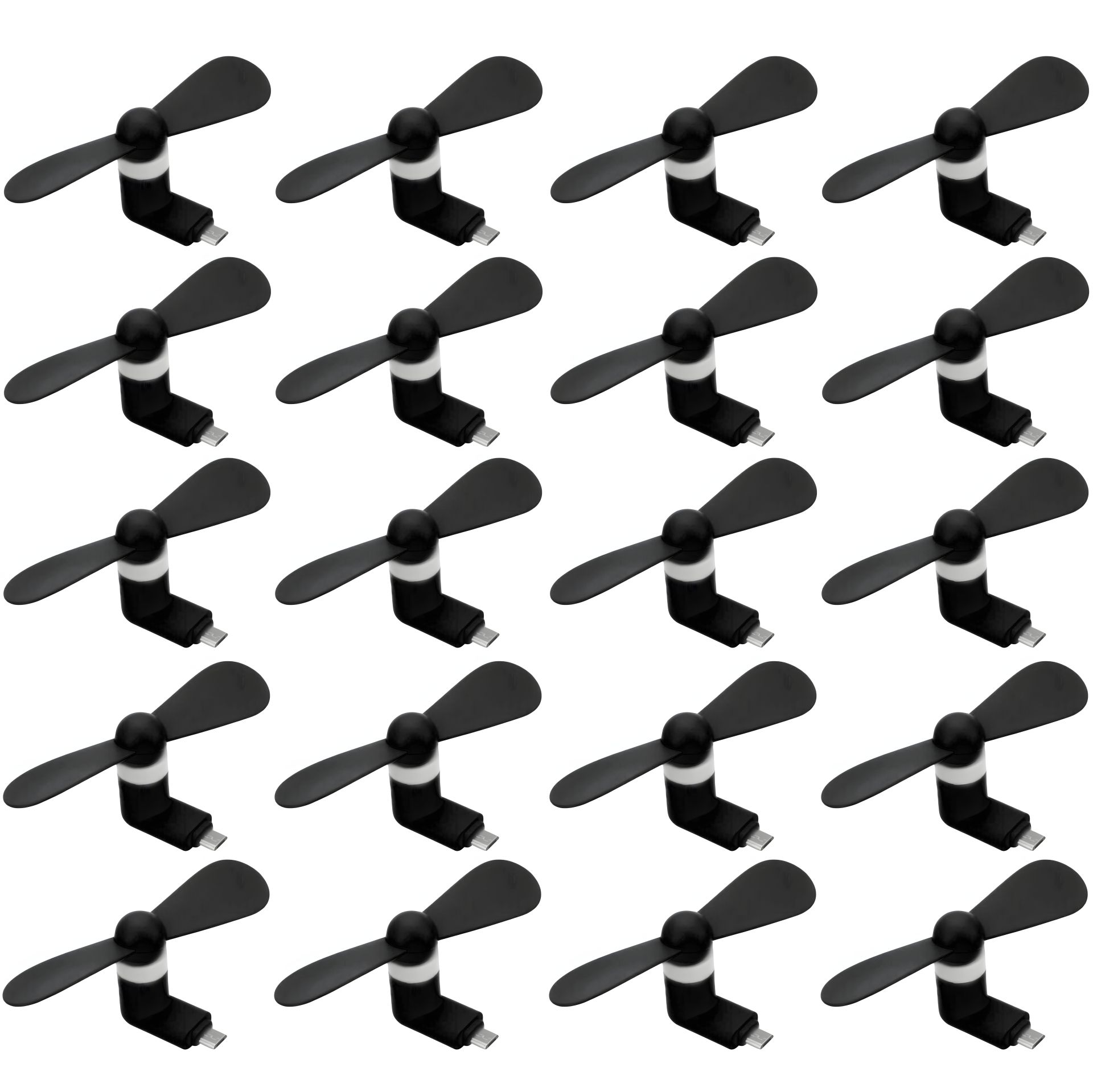 Чорний мобільний вентилятор MicroUSB для телефону, ноутбука, комплект 20шт Чорний мобільний вентилятор MicroUSB для телефону, ноутбука, комплект 20шт