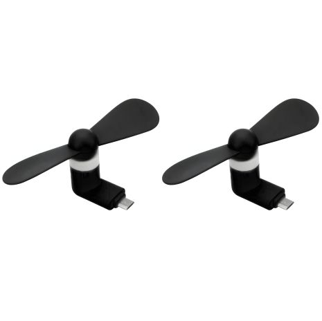 Черный мобильный вентилятор MicroUSB, для телефона, повербанка, ноутбука, набор 2 шт Черный мобильный вентилятор MicroUSB, для телефона, повербанка, ноутбука, набор 2 шт