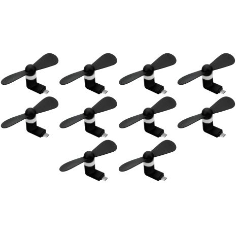 Черный мобильный вентилятор MicroUSB, для телефона, повербанка, ноутбука, набор 10 шт Черный мобильный вентилятор MicroUSB, для телефона, повербанка, ноутбука, набор 10 шт