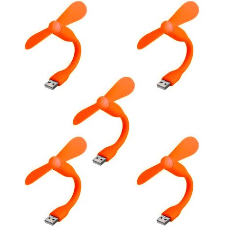 Оранжевый мобильный вентилятор USB, для повербанка и ноутбука, комплект 5 шт