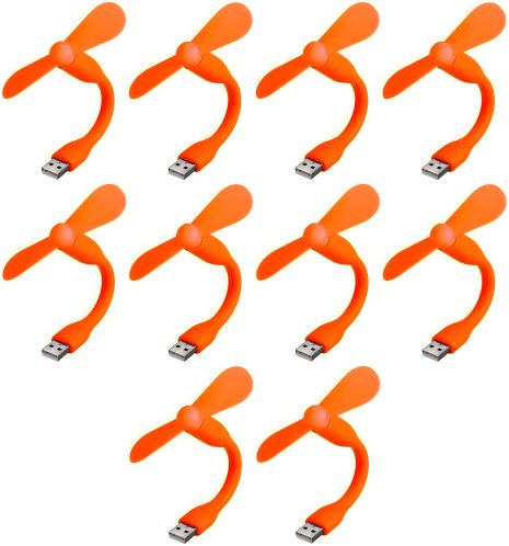 Оранжевый мобильный вентилятор USB, для повербанка и ноутбука, комплект 10 шт