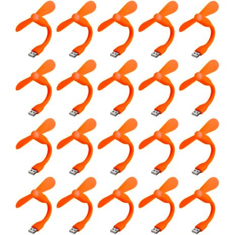 Оранжевый мобильный вентилятор USB, для повербанка и ноутбука, комплект 20 шт