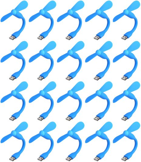 Мобільний USB вентилятор синій, від повербанку, ноутбука, 20шт комплект