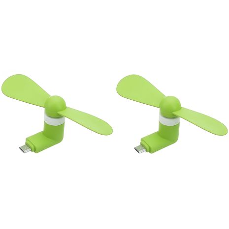 Зеленый мобильный вентилятор MicroUSB, для телефона, повербанка, ноутбука, набор 2 шт Зеленый мобильный вентилятор MicroUSB, для телефона, повербанка, ноутбука, набор 2 шт