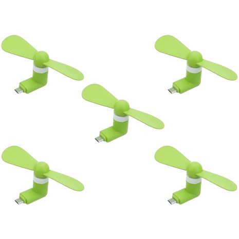 Зеленый мобильный вентилятор MicroUSB, для телефона, повербанка, ноутбука, набор 5 шт Зеленый мобильный вентилятор MicroUSB, для телефона, повербанка, ноутбука, набор 5 шт