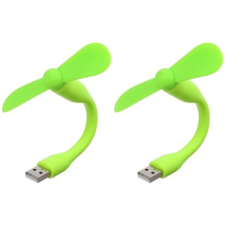 Мобильный вентилятор зеленый USB, для ноутбука и повербанка, комплект 2шт Мобильный вентилятор зеленый USB, для ноутбука и повербанка, комплект 2шт